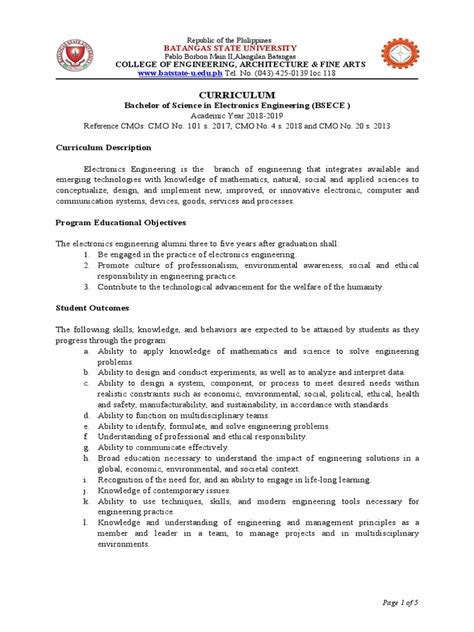 Bachelor of Science in Electronics Engineering (BSECE).